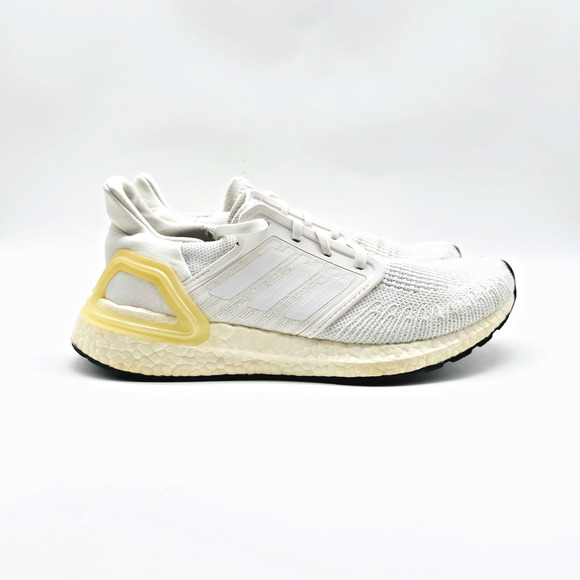 Adidas UltraBoost 20 Womens 7.5 Triple White Knit Sneakers Running Shoes Trainer - Picture 1 of 11